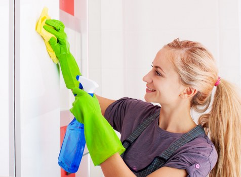 Domestic cleaner working in an Edgware home living room