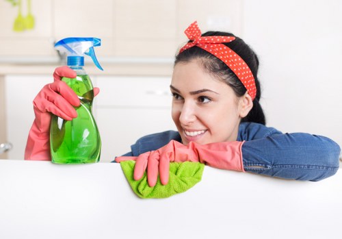 Local cleaner preparing a family house for end of tenancy inspection in Edgware